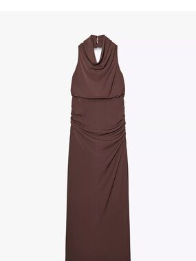 Zara Brown Cowl Neck Maxi Dress